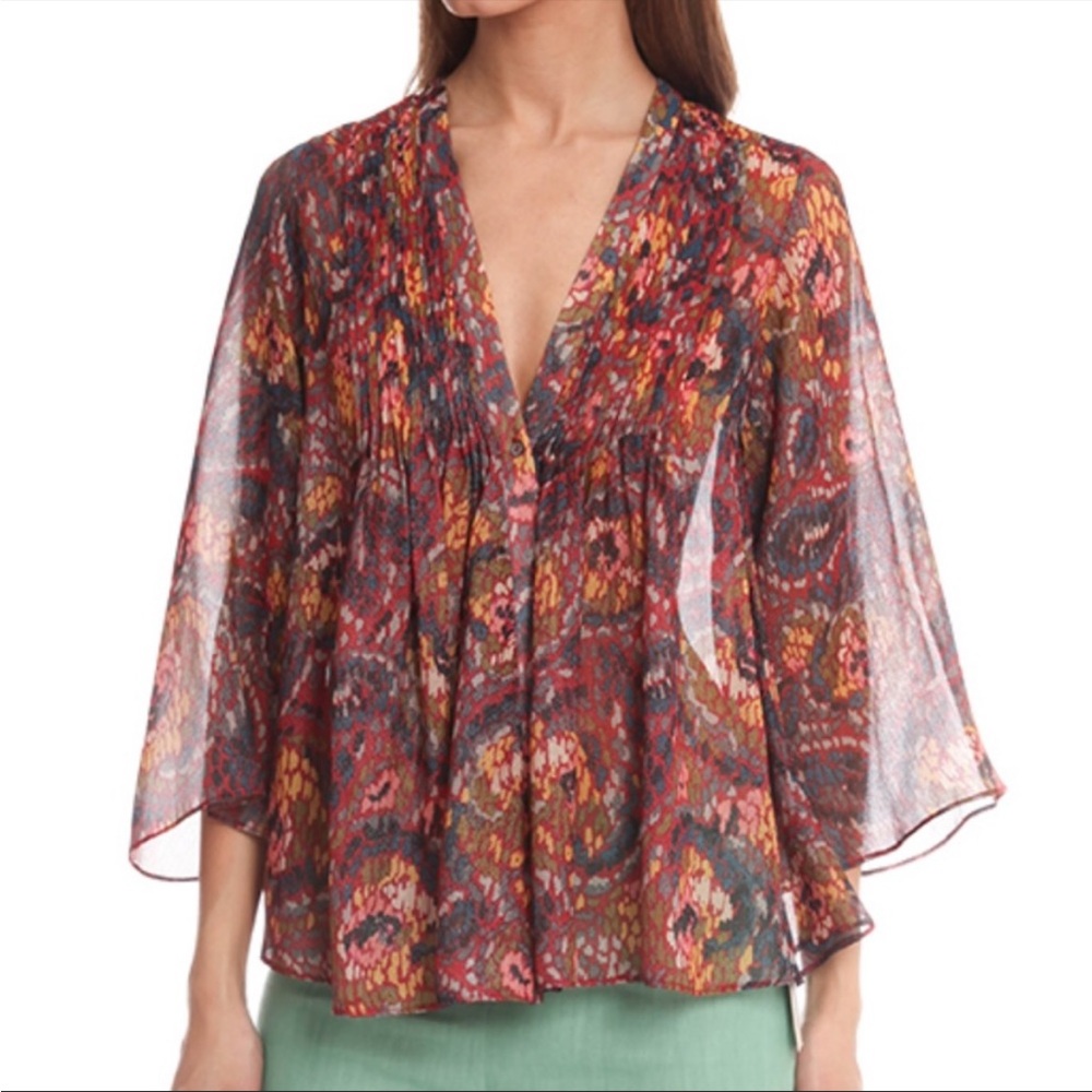 Elizabeth & James Silk Kimono Women’s Blouse Top
